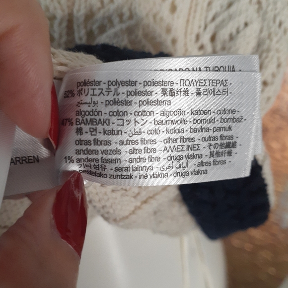 NWOT Zara Cream and Navy Cardigan Vest - Picture 6 of 12